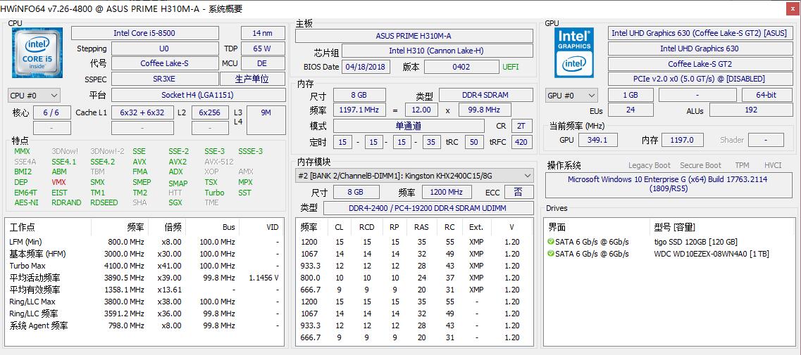 HWiNFO硬件检测工具v8.6.5500绿色版  第1张