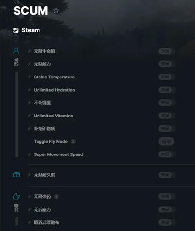 SCUM星矢Steam加速无敌辅助修改器