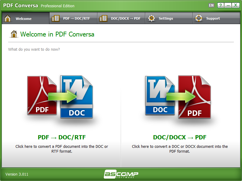 ASCOMP PDF Conversa Pro PDF转换工具 v3.011 便携版